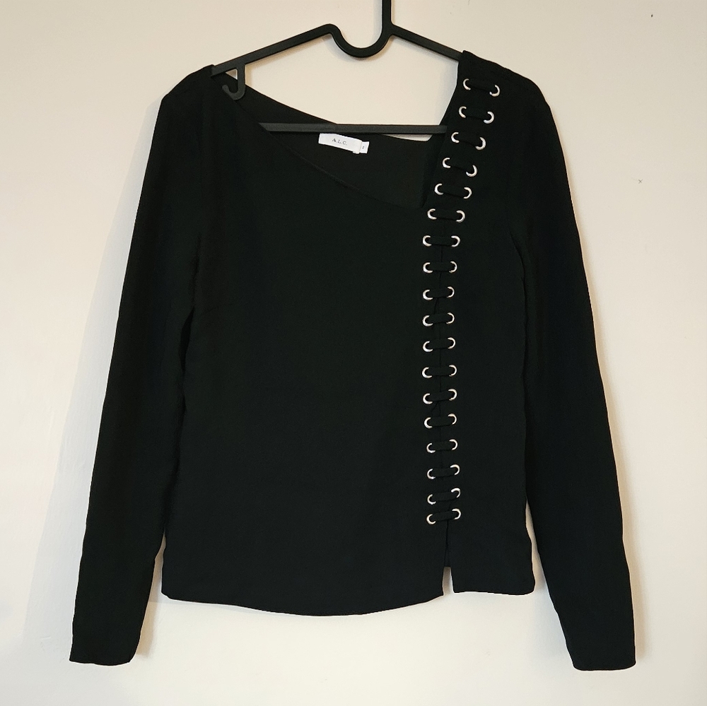 A.L.C. Luca Grommet Black Sexy Lace-Up Top